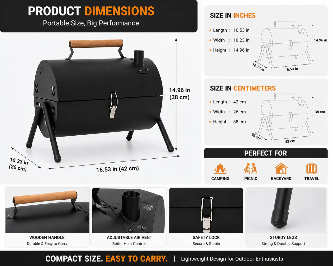 Portable Iron BBQ Grill With Hob
